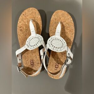 UGG White‎ Leather Sandals